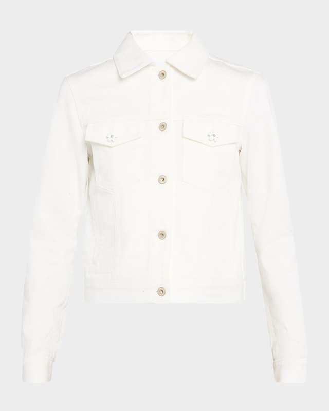 Flower-Button Denim Jacket